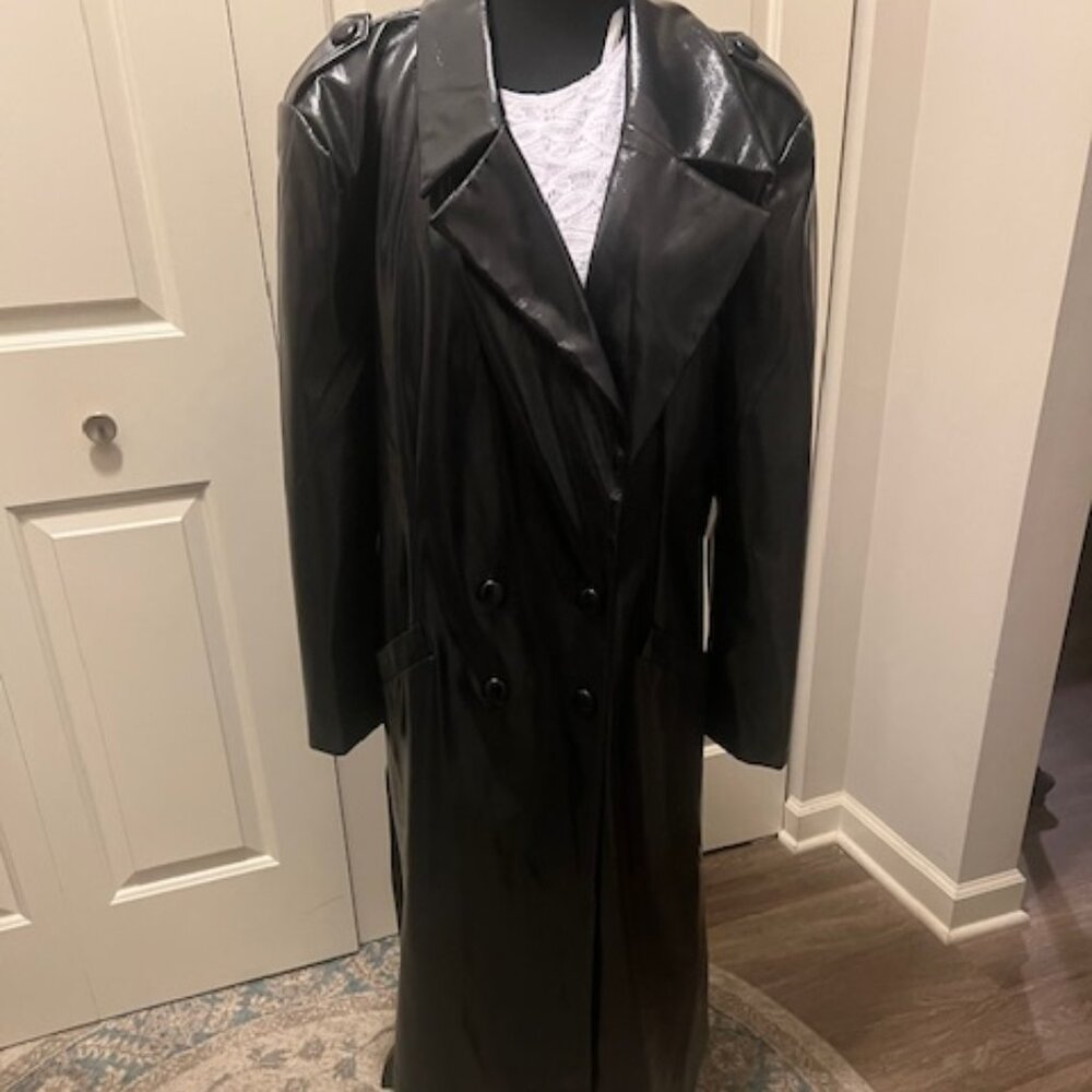 NWOT Eloquii Faux Leather Double Breasted Coat